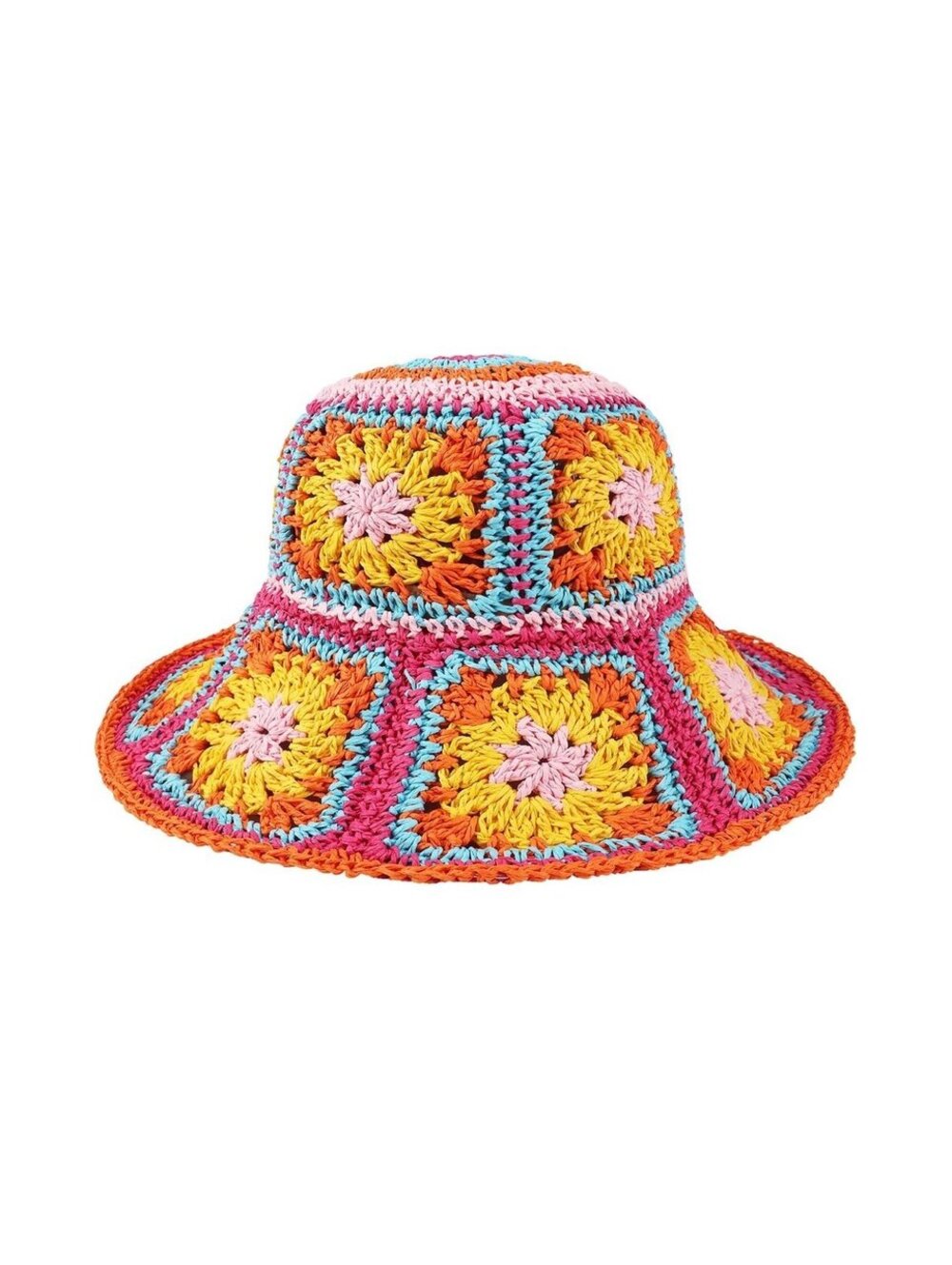 Voilipex Women's Multicolor Floral Crochet Straw Sun Hat Wide Brim Beach Hat